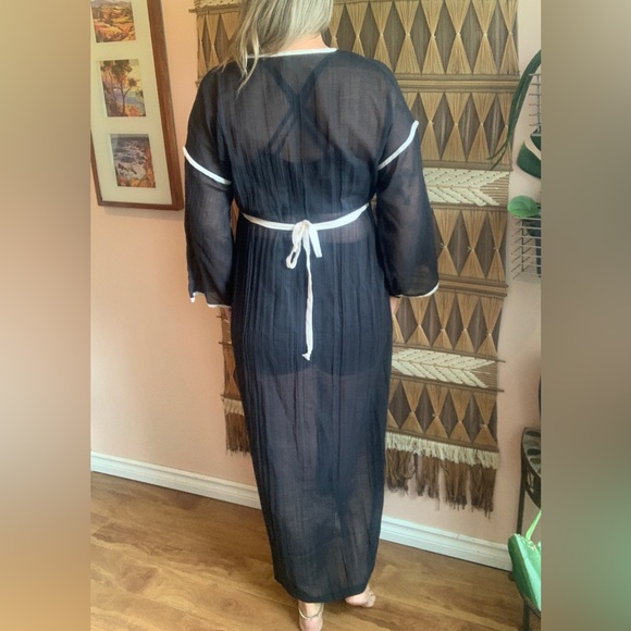 Vintage Black Semi Sheer ‘Dorsay’ Maxi Dress Size L/XL - Picture 4 of 12